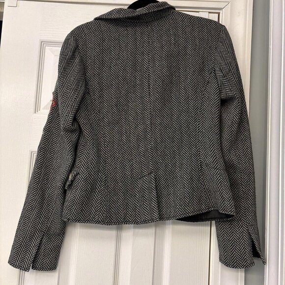 Wet Seal Womens Jacket Cropped Brown embroidered 2 buttons30% wool Size M - Picture 8 of 8